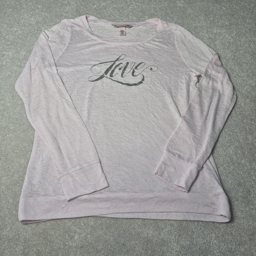 Victoria's Secret Pink Love Graphic Long Sleeve Pajama Top Small Soft Knit PJ